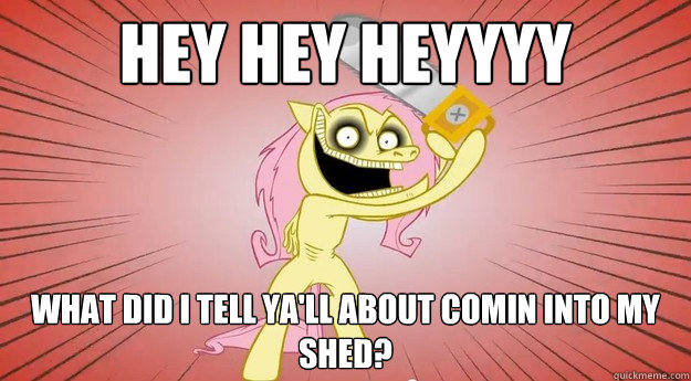 Hey hey heyyyy What did I tell ya'll about comin into my shed? - Hey hey heyyyy What did I tell ya'll about comin into my shed?  Fluttershy MOV