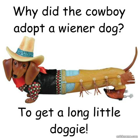 Why did the cowboy adopt a wiener dog? To get a long little doggie! - Why did the cowboy adopt a wiener dog? To get a long little doggie!  Misc