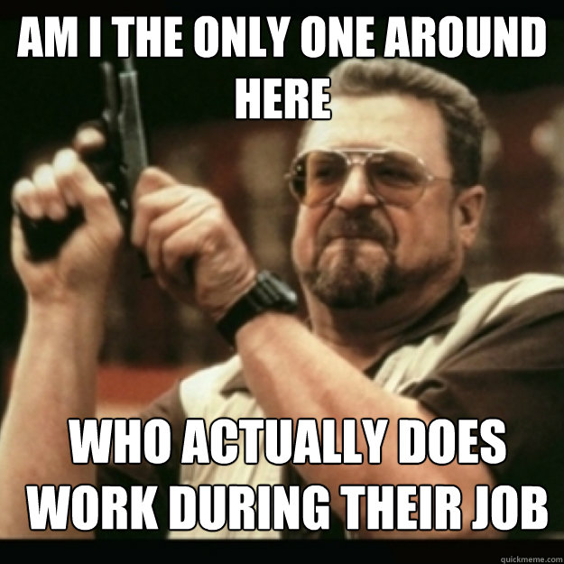 AM I THE ONLY ONE AROUND 
HERE
 who actually does work during their job  Im I the only one around here