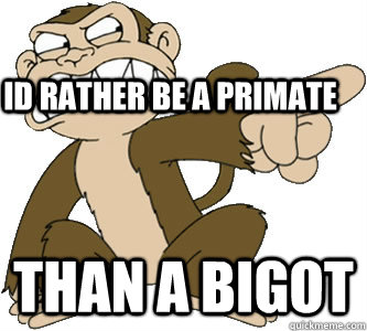 Id Rather be a Primate than a bigot  