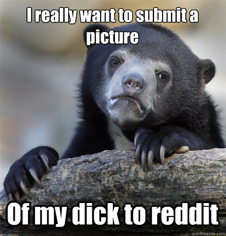 I really want to submit a picture Of my dick to reddit  Confession Bear