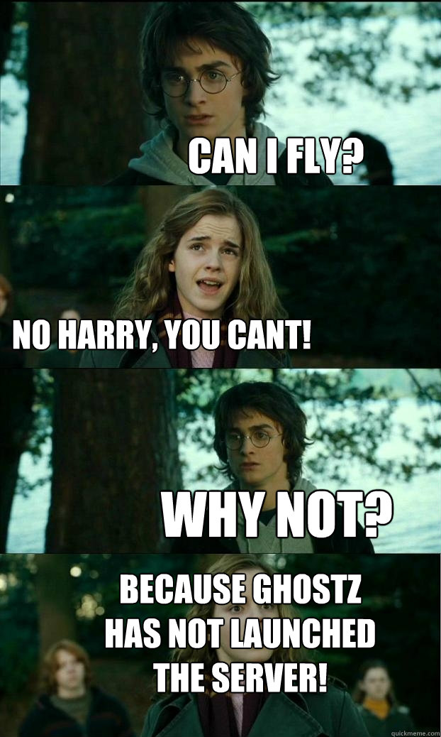 Can i fly? No harry, you cant! Why not? Because Ghostz has not launched the server!  Horny Harry