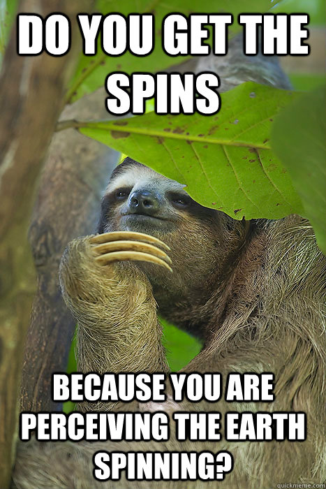 Do you get the spins because you are perceiving the earth spinning?  Philososloth