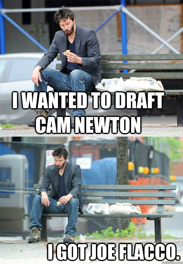 I wanted to draft Cam Newton I got Joe Flacco.  Sad Keanu
