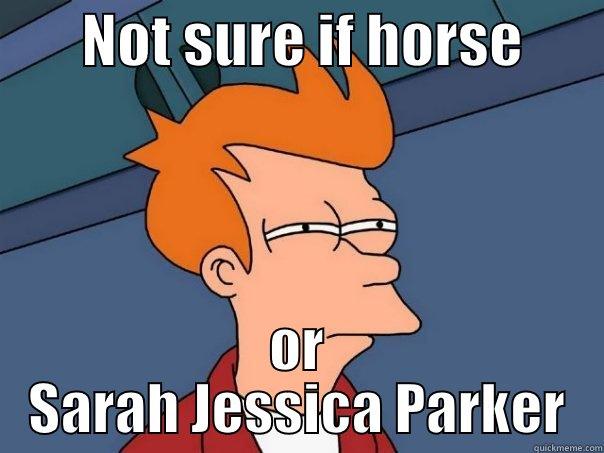Hey SJP, why the long face? -        NOT SURE IF HORSE        OR SARAH JESSICA PARKER Futurama Fry
