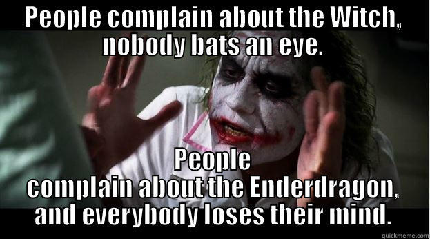PEOPLE COMPLAIN ABOUT THE WITCH, NOBODY BATS AN EYE. PEOPLE COMPLAIN ABOUT THE ENDERDRAGON, AND EVERYBODY LOSES THEIR MIND. Joker Mind Loss