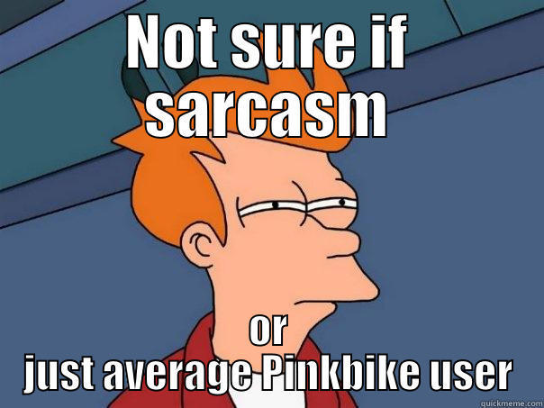 NOT SURE IF SARCASM OR JUST AVERAGE PINKBIKE USER Futurama Fry