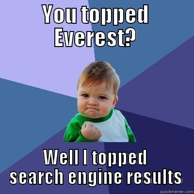 YOU TOPPED EVEREST? WELL I TOPPED SEARCH ENGINE RESULTS Success Kid