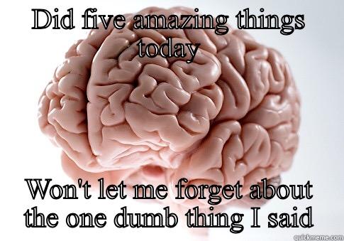 DID FIVE AMAZING THINGS TODAY WON'T LET ME FORGET ABOUT THE ONE DUMB THING I SAID Scumbag Brain