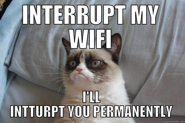 INTERRUPT MY WIFI I'LL INTTURPT YOU PERMANENTLY Grumpy Cat