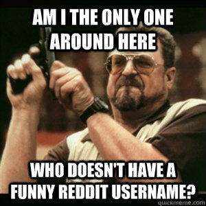 Am i the only one around here who doesn't have a funny reddit username?  Am I The Only One Round Here