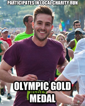 participates in local charity run olympic gold medal  Ridiculously photogenic guy