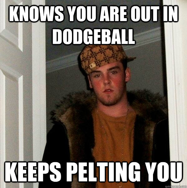 Knows you are out in dodgeball Keeps pelting you  Scumbag Steve