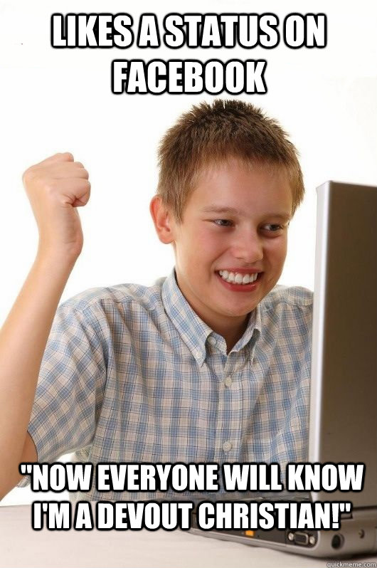 Likes a status on facebook 