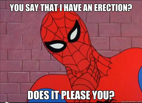 you say that i have an erection? does it please you? - you say that i have an erection? does it please you?  spiderman meme