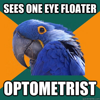 Sees one eye floater optometrist - Sees one eye floater optometrist  Paranoid Parrot