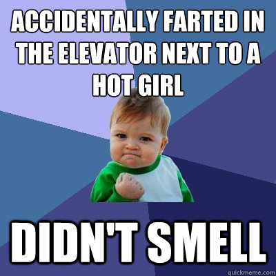 accidentally farted in the elevator next to a hot girl didn't smell  Success Kid
