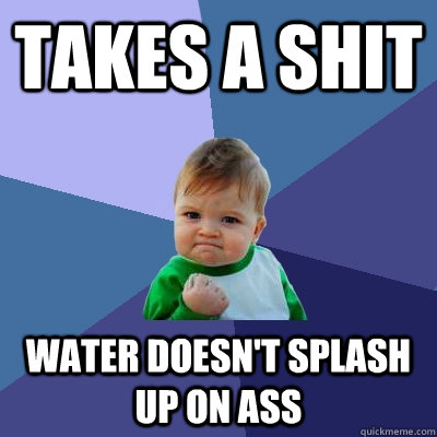 Takes a shit water doesn't splash up on ass  Success Kid