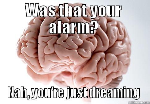 WAS THAT YOUR ALARM? NAH, YOU'RE JUST DREAMING Scumbag Brain
