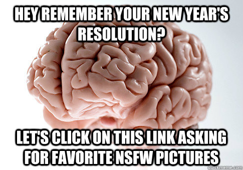 Hey remember your new year's resolution? Let's click on this link asking for favorite nsfw pictures - Hey remember your new year's resolution? Let's click on this link asking for favorite nsfw pictures  Scumbag Brain