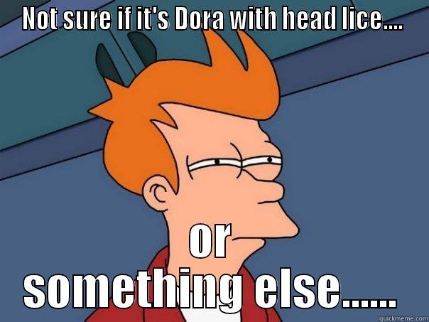 Unsure, Uncertainty Unsomething! - NOT SURE IF IT'S DORA WITH HEAD LICE.... OR SOMETHING ELSE...... Futurama Fry