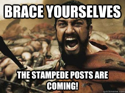 Brace yourselves THE STAMPEDE POSTS ARE COMING!  