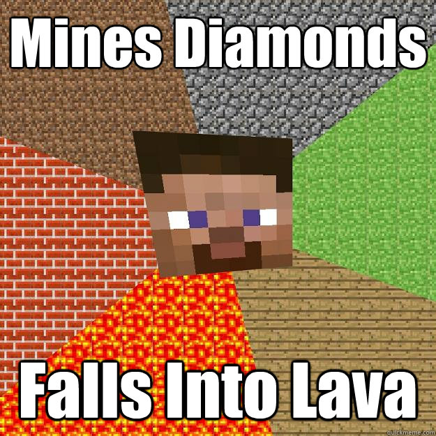 Mines Diamonds Falls Into Lava - Mines Diamonds Falls Into Lava  Minecraft