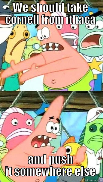 WE SHOULD TAKE CORNELL FROM ITHACA AND PUSH IT SOMEWHERE ELSE Push it somewhere else Patrick