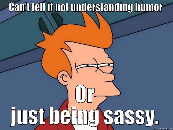 CAN'T TELL IF NOT UNDERSTANDING HUMOR OR JUST BEING SASSY. Futurama Fry