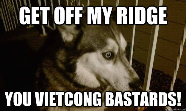 Get off my ridge you vietcong Bastards! - Get off my ridge you vietcong Bastards!  PTSD Husky