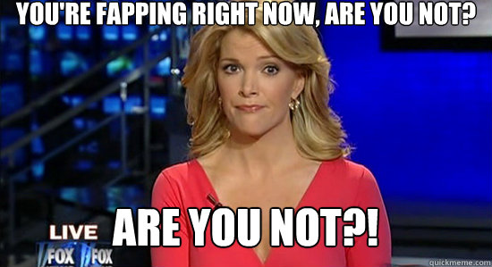 You're fapping right now, are you not? are you not?!  essentially megyn kelly
