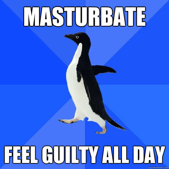 masturbate feel guilty all day  Socially Awkward Penguin