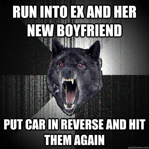 Run into ex and her new boyfriend put car in reverse and hit them again - Run into ex and her new boyfriend put car in reverse and hit them again  Insanity Wolf