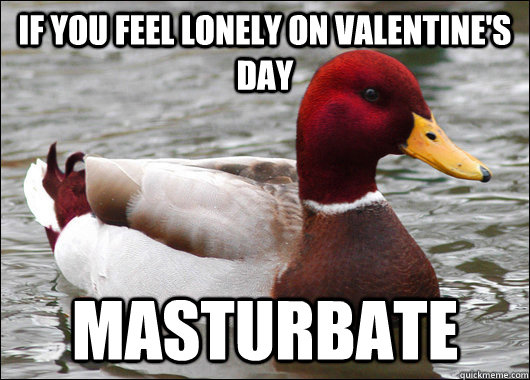 If you feel lonely on valentine's day masturbate  Malicious Advice Mallard