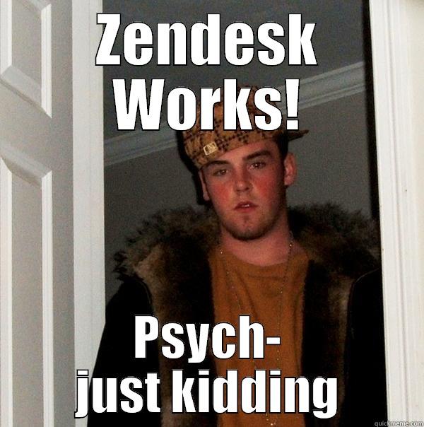 ZENDESK WORKS! PSYCH- JUST KIDDING Scumbag Steve