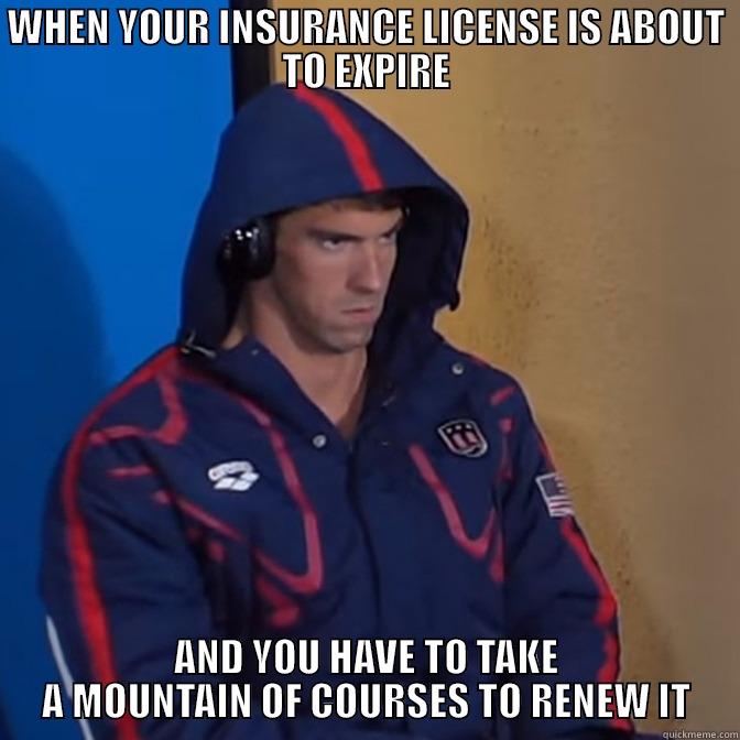 WHEN YOUR INSURANCE LICENSE IS ABOUT TO EXPIRE AND YOU HAVE TO TAKE A MOUNTAIN OF COURSES TO RENEW IT Misc