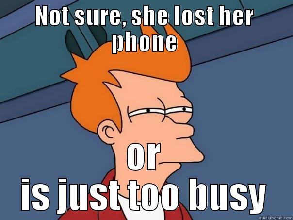 When I text a girl and get no reply - NOT SURE, SHE LOST HER PHONE OR IS JUST TOO BUSY Futurama Fry