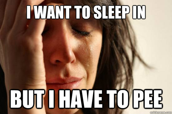 I want to sleep in But I have to pee  First World Problems