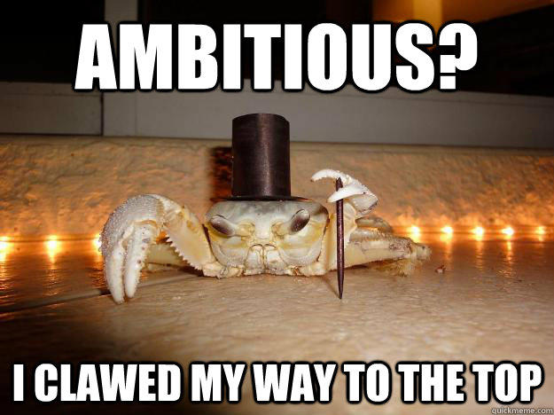 Ambitious? I clawed my way to the top  Fancy Crab