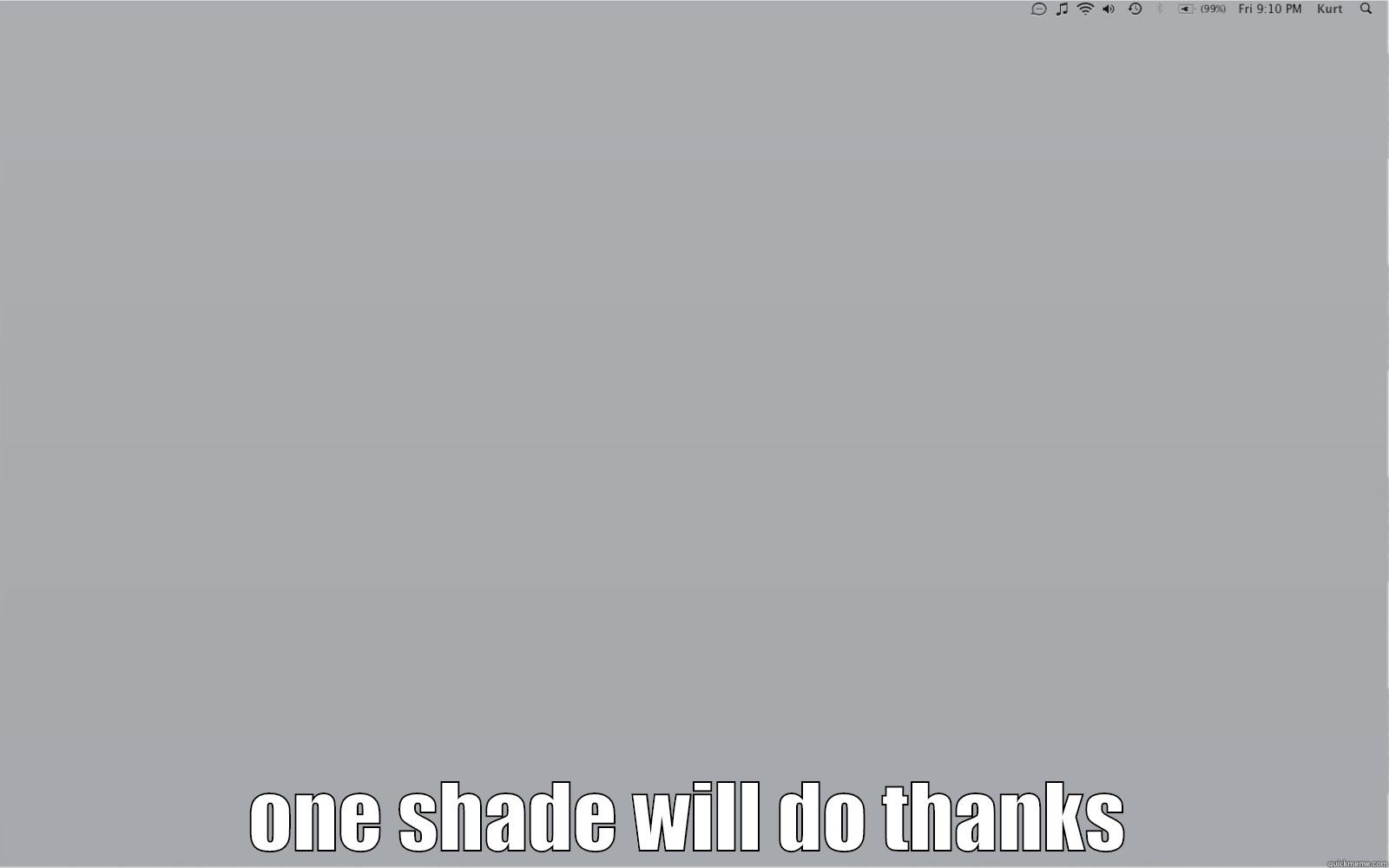  ONE SHADE WILL DO THANKS Misc