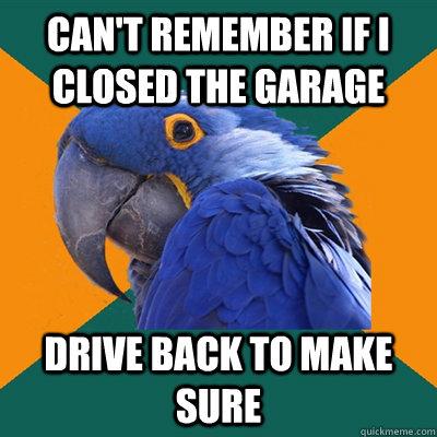 Can't remember if i closed the garage Drive back to make sure  Paranoid Parrot