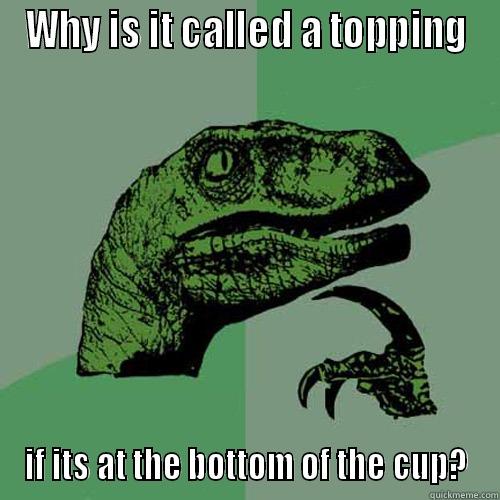WHY IS IT CALLED A TOPPING IF ITS AT THE BOTTOM OF THE CUP? Philosoraptor