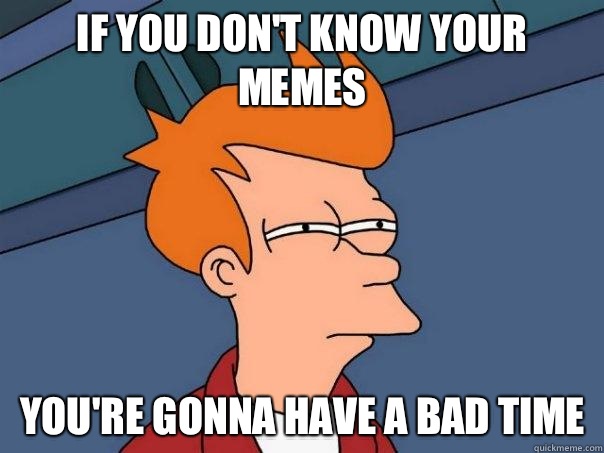 If you don't know your memes You're gonna have a bad time  Futurama Fry