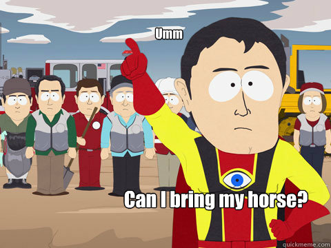 Umm Can I bring my horse?  Captain Hindsight