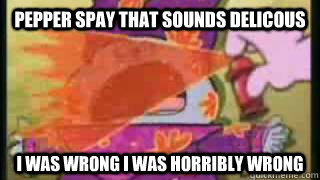 Pepper spay that sounds delicous I Was wrong i was horribly wrong  Pepper Spray Chowder