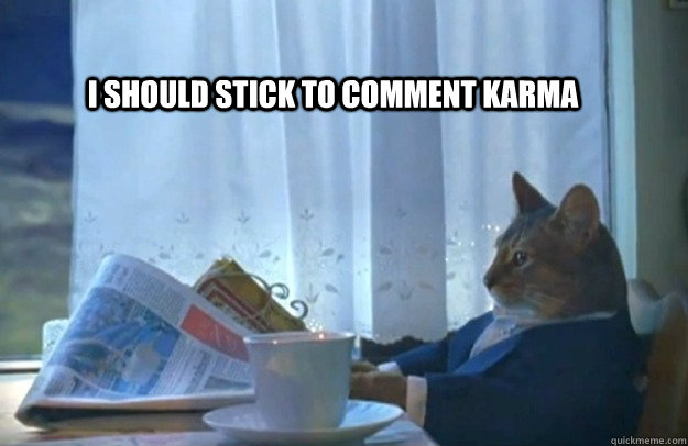 I should stick to comment karma  Sophisticated Cat