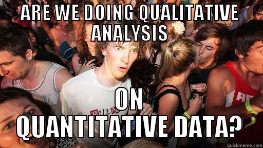 ARE WE DOING QUALITATIVE ANALYSIS ON QUANTITATIVE DATA? Sudden Clarity Clarence