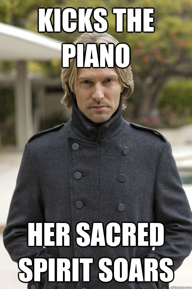 Kicks the piano Her sacred spirit soars - Kicks the piano Her sacred spirit soars  Superhuman Eric Whitacre