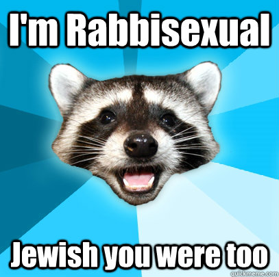 I'm Rabbisexual Jewish you were too  Lame Pun Coon
