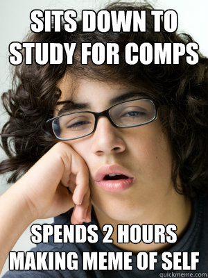 Sits down to study for comps Spends 2 hours making meme of self  Slacker Graduate Student